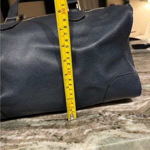 $3190 VALEXTRA blue Milano textured leather top handle satchel handbag authentic